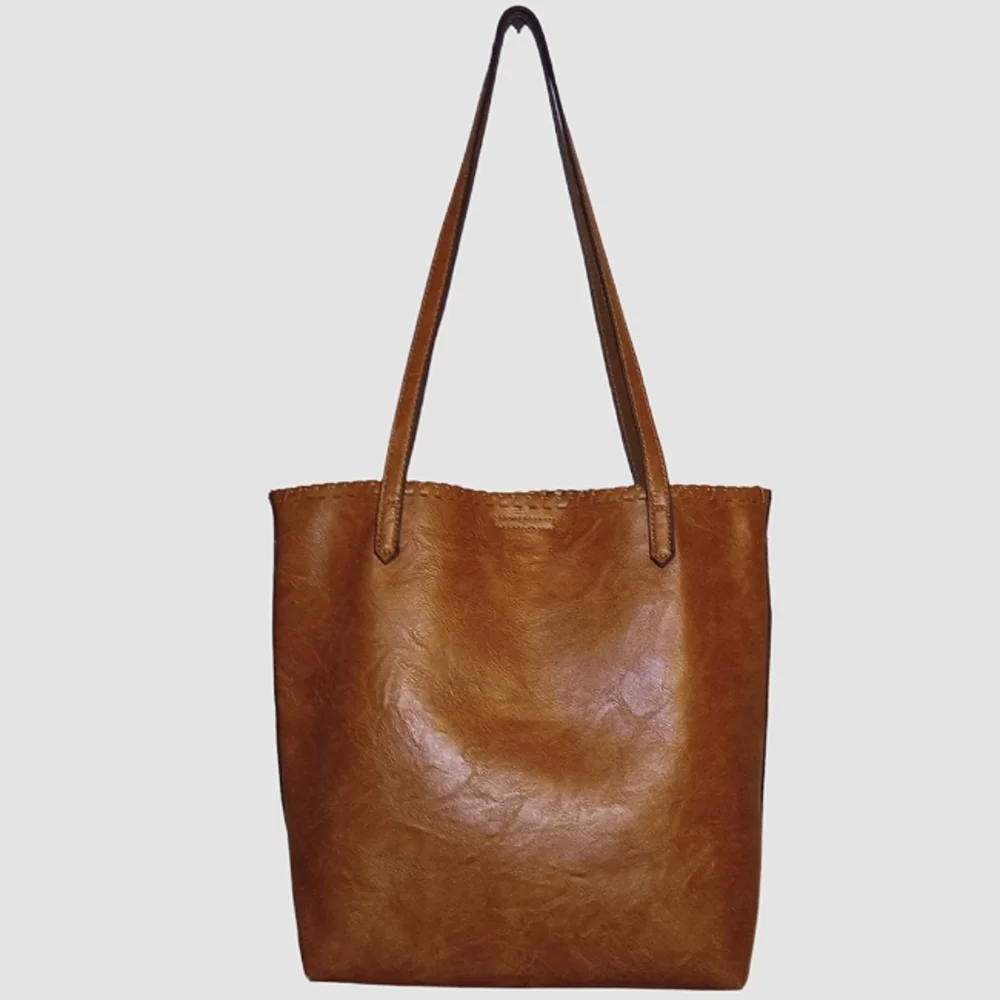 Genuine Leather Open Top Tote - Picture 2 of 2